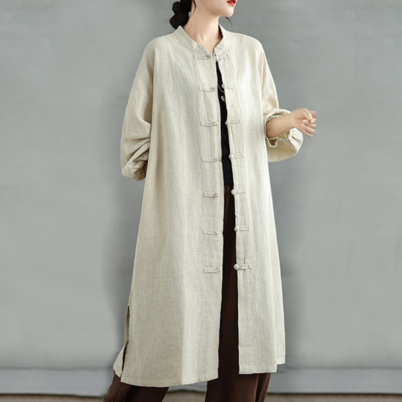 Abrigo informal de mujer con botones de rana y bolsillos, estampado de Buddha Stones. - image 17