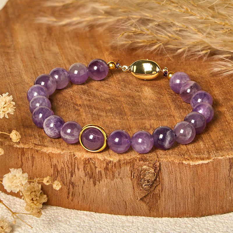 Pulsera con hebilla de cuentas de amatista natural de Buddha Stones que alivia el estrés - image 1