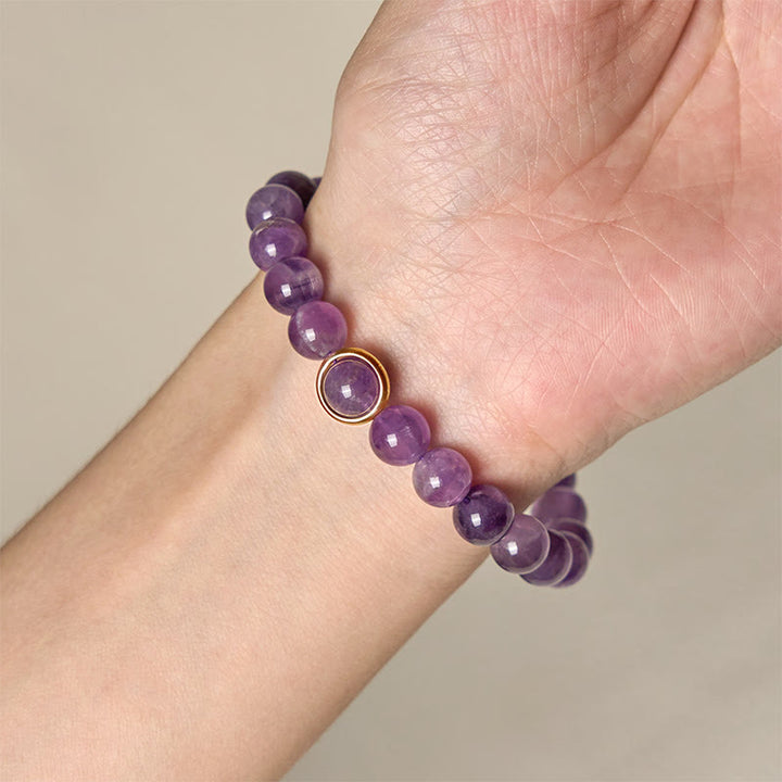 Pulsera con hebilla de cuentas de amatista natural de Buddha Stones que alivia el estrés - image 4