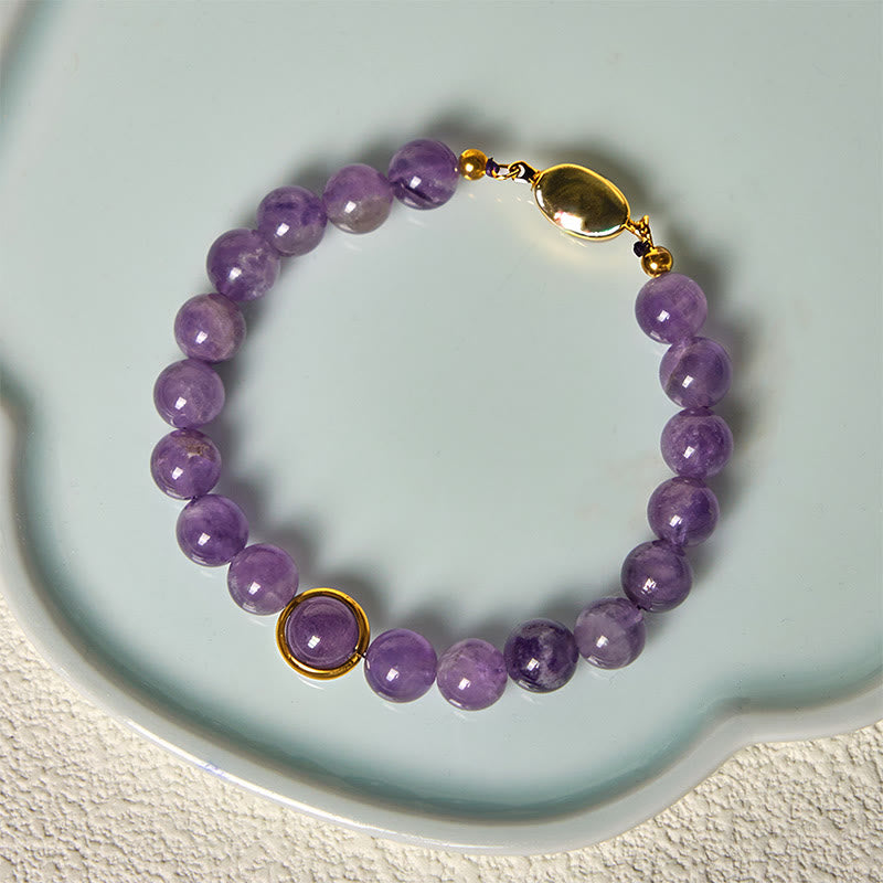 Pulsera con hebilla de cuentas de amatista natural de Buddha Stones que alivia el estrés - image 2
