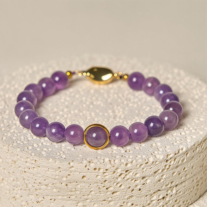 Pulsera con hebilla de cuentas de amatista natural de Buddha Stones que alivia el estrés - image 3