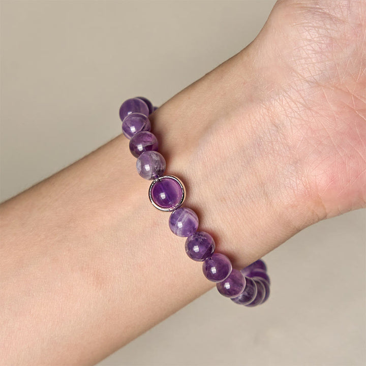 Pulsera con hebilla de cuentas de amatista natural de Buddha Stones que alivia el estrés - image 11