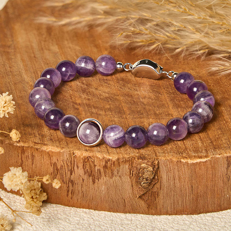 Pulsera con hebilla de cuentas de amatista natural de Buddha Stones que alivia el estrés - image 8