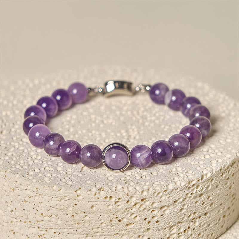 Pulsera con hebilla de cuentas de amatista natural de Buddha Stones que alivia el estrés - image 10