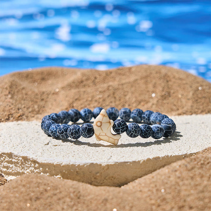 Pulsera de equilibrio espiritual con delfín y piedras naturales de Buddha Stones - Ágata craquelada (circunferencia de la muñeca: 15-18 cm) - image 12