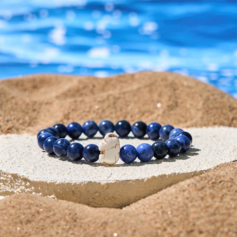 Pulsera de elefante de fuerza espiritual con Buddha Stones y varias piedras naturales - Sodalita (circunferencia de la muñeca: 15-18 cm) - image 0