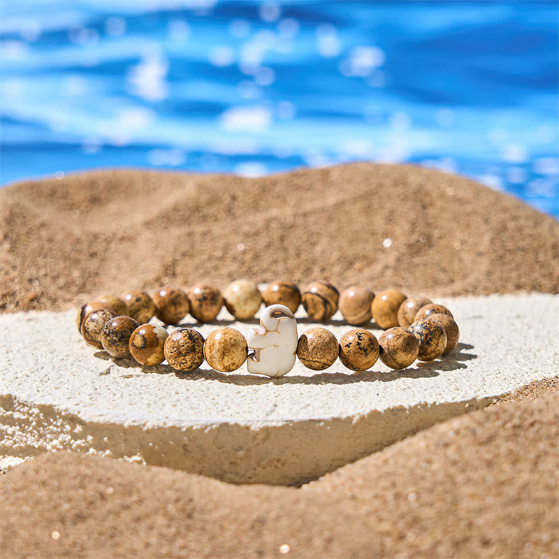 Pulsera de elefante de fuerza espiritual con Buddha Stones y varias piedras naturales - Imagen de jaspe (circunferencia de la muñeca: 15-18 cm) - image 5