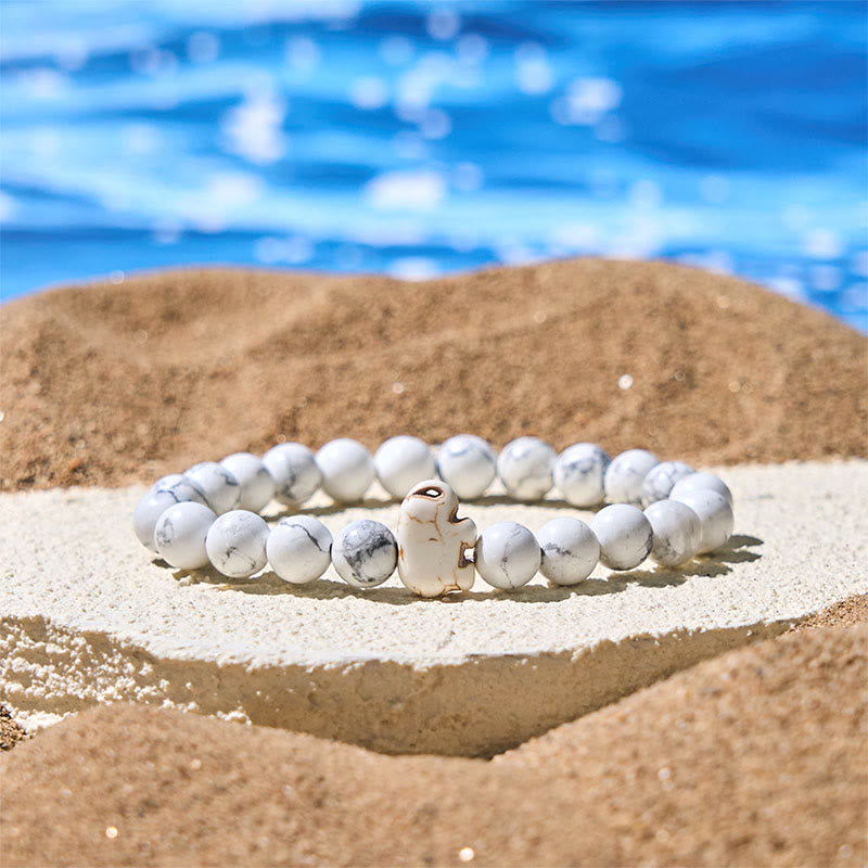 Pulsera de elefante de fuerza espiritual con Buddha Stones y varias piedras naturales - Turquesa blanca (circunferencia de la muñeca: 15-18 cm) - image 9