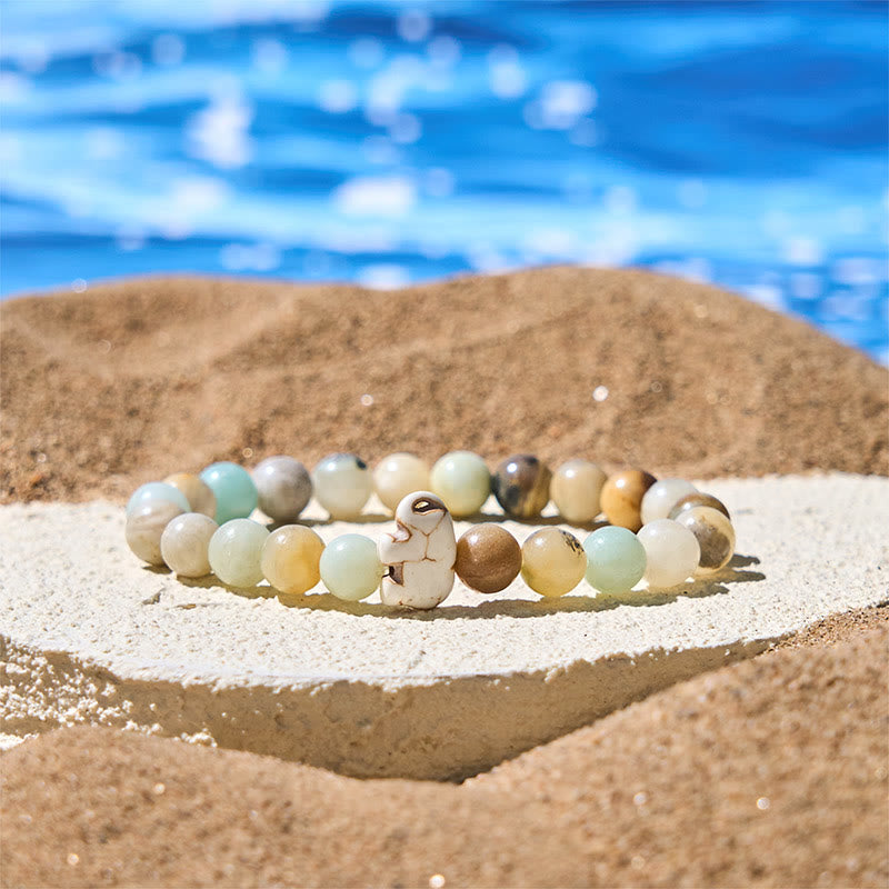Pulsera de elefante de fuerza espiritual con Buddha Stones y varias piedras naturales - Amazonita (circunferencia de la muñeca: 15-18 cm) - image 13