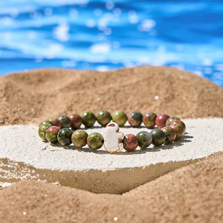Pulsera de elefante de fuerza espiritual con Buddha Stones y varias piedras naturales - Unakita (circunferencia de la muñeca: 15-18 cm) - image 25
