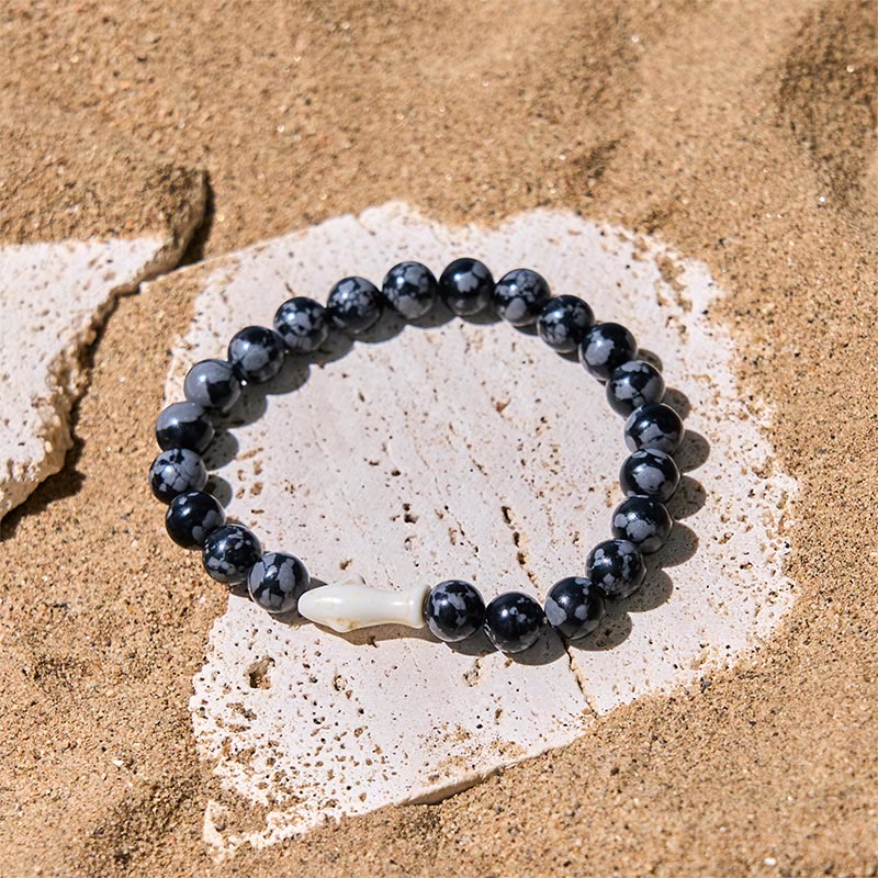 Pulsera de la sabiduría del tiburón con piedra de ágata natural de Buddha Stones - image 1
