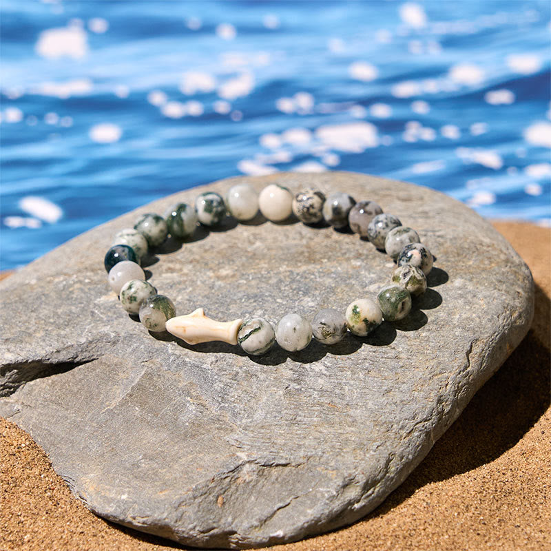 Pulsera de la sabiduría del tiburón con piedra de ágata natural de Buddha Stones - image 13