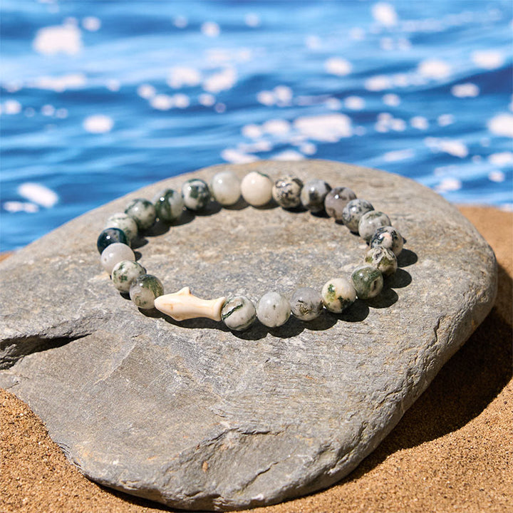 Pulsera de la sabiduría del tiburón con piedra de ágata natural de Buddha Stones - image 13