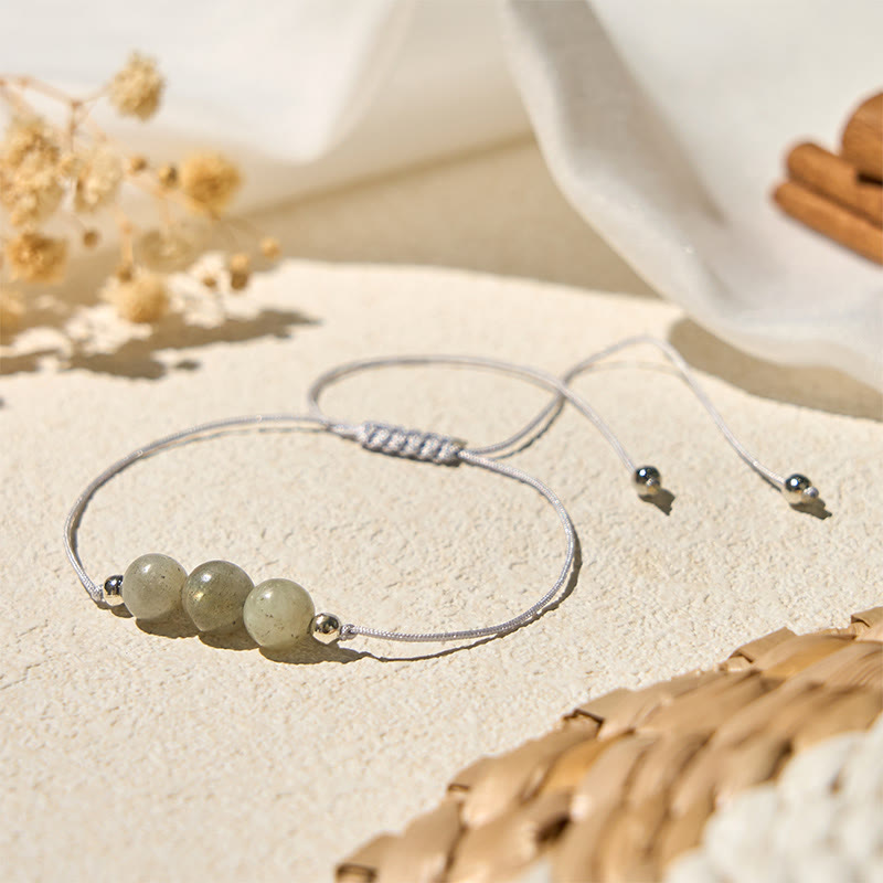 Pulsera curativa de cuerda con cuentas de labradorita natural de Buddha Stones - image 3