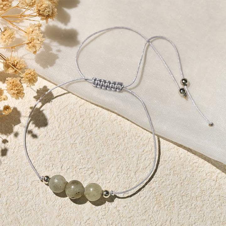 Pulsera curativa de cuerda con cuentas de labradorita natural de Buddha Stones - Labradorita (circunferencia de la muñeca: 15-21 cm) - image 0