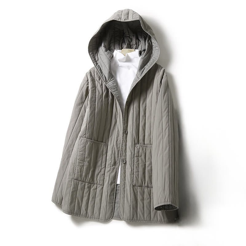 Chaqueta con capucha de algodón de manga larga para mujer, con diseño de Buddha Stones y acolchado de cordón, y bolsillo - Gris oscuro - US8-10，UK/AU12-14，EU40-42 (2XL) - image 6