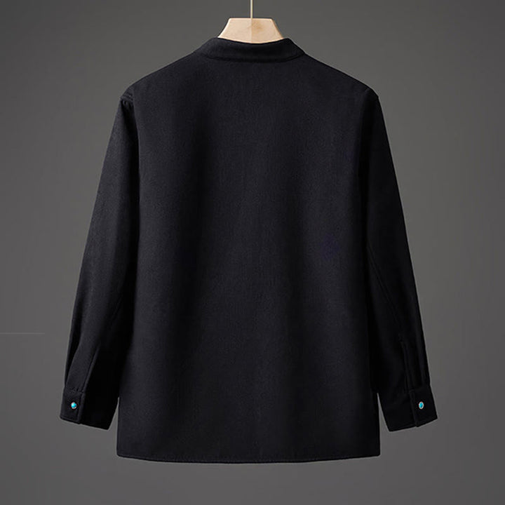 Chaqueta de manga larga de algodón para hombre con forro polar y lazo de mariposa bordado de invierno Buddha Stones - image 1