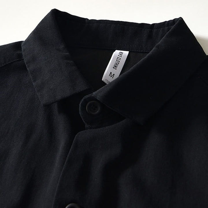 Camisa de algodón con botones y bolsillos para hombre, de manga larga, color liso, con estampado de Buddha Stones. - image 10