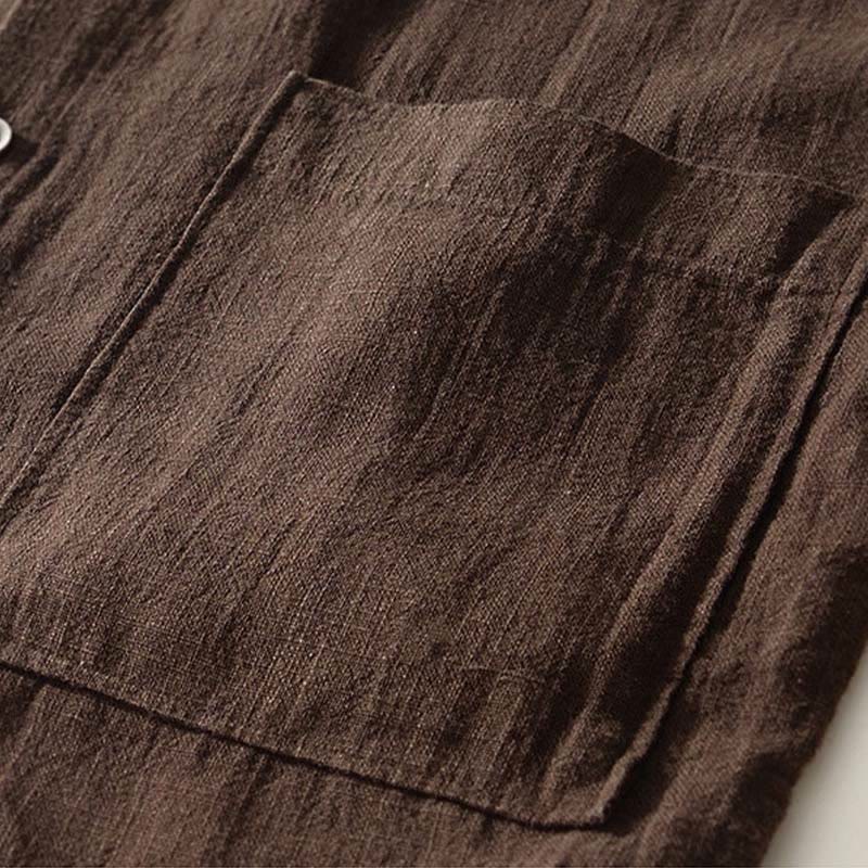 Camisa de algodón ramio para hombre con botones, manga larga y bolsillos, con estampado de Buddha Stones caídas. - image 13