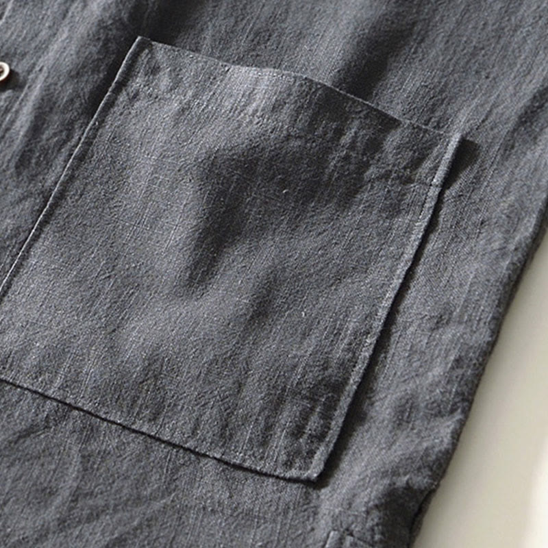 Camisa de algodón ramio para hombre con botones, manga larga y bolsillos, con estampado de Buddha Stones caídas. - image 21