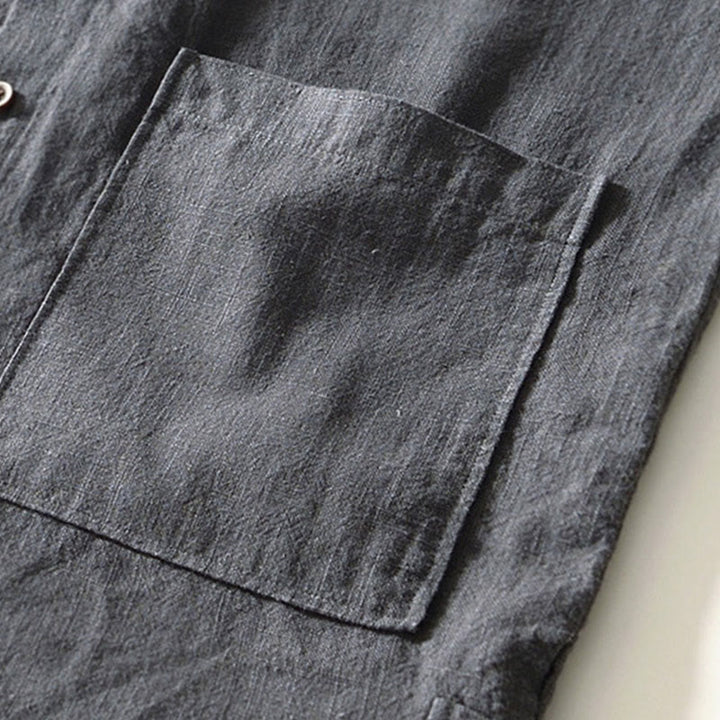 Camisa de algodón ramio para hombre con botones, manga larga y bolsillos, con estampado de Buddha Stones caídas. - image 21