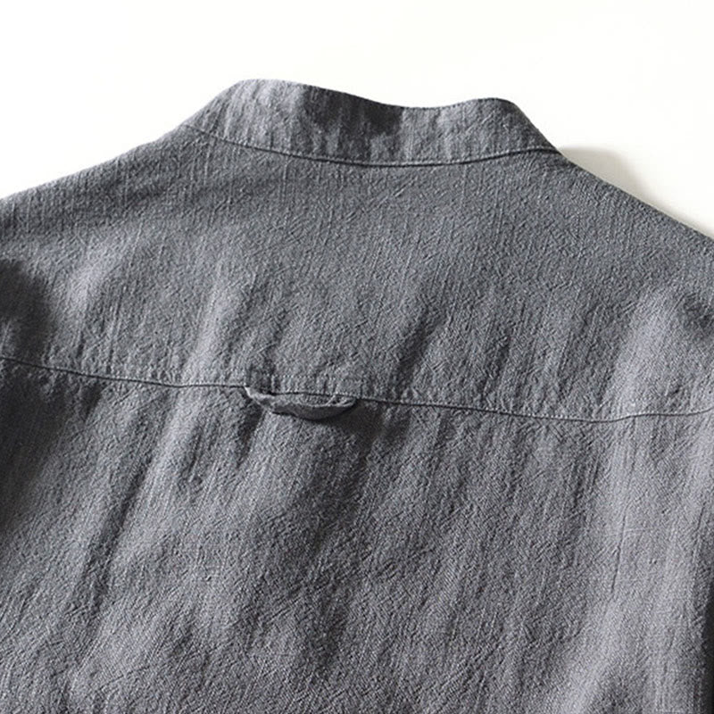 Camisa de algodón ramio para hombre con botones, manga larga y bolsillos, con estampado de Buddha Stones caídas. - image 19