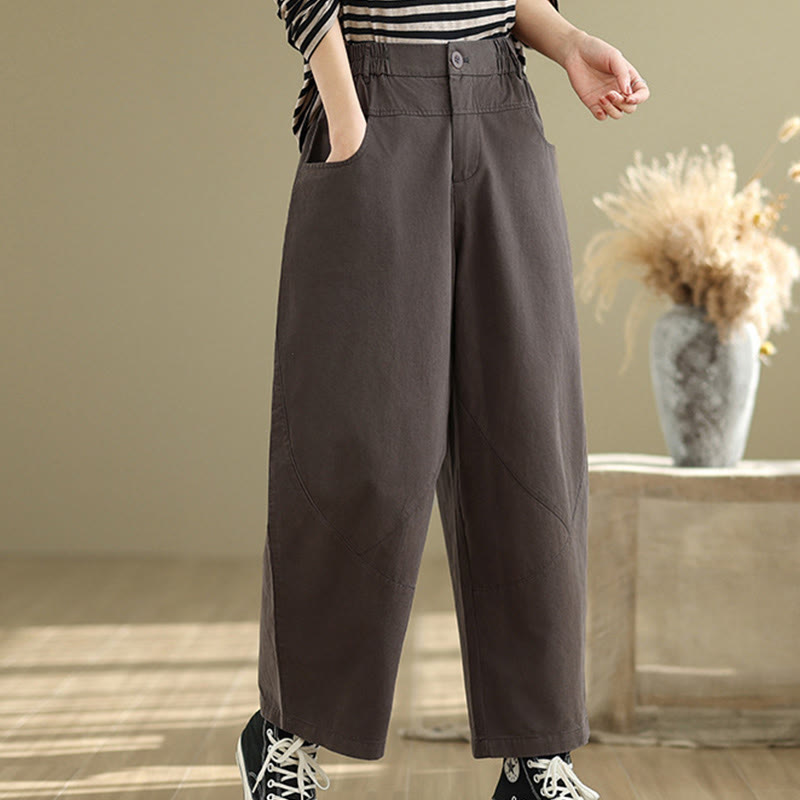 Pantalones harén de algodón y poliéster para mujer, informales, con bolsillos y botones, de Buddha Stones, de 7 a 8 largos - image 3