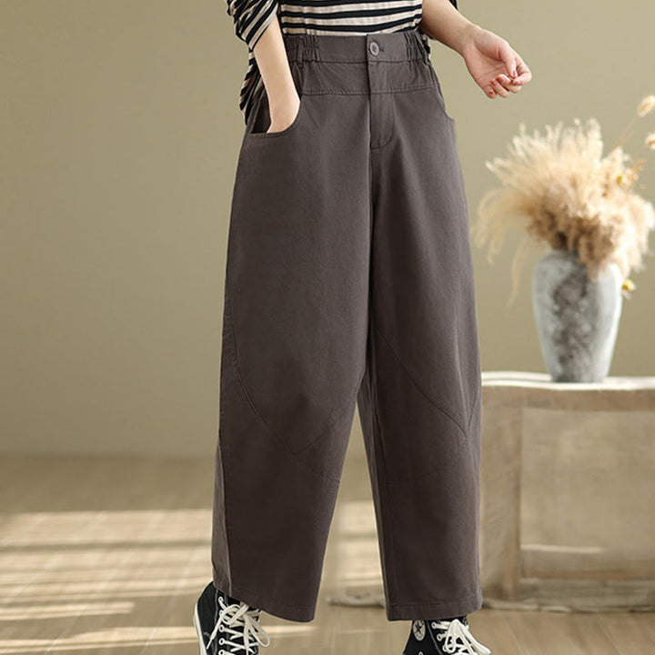 Pantalones harén de algodón y poliéster para mujer, informales, con bolsillos y botones, de Buddha Stones, de 7 a 8 largos - image 3