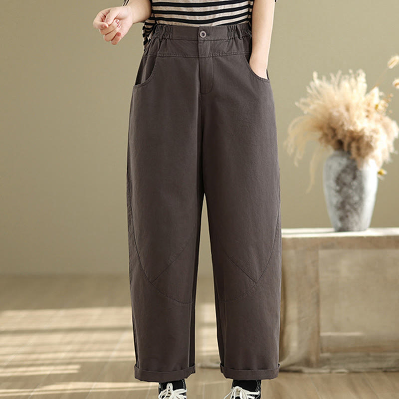 Pantalones harén de algodón y poliéster para mujer, informales, con bolsillos y botones, de Buddha Stones, de 7 a 8 largos - image 4