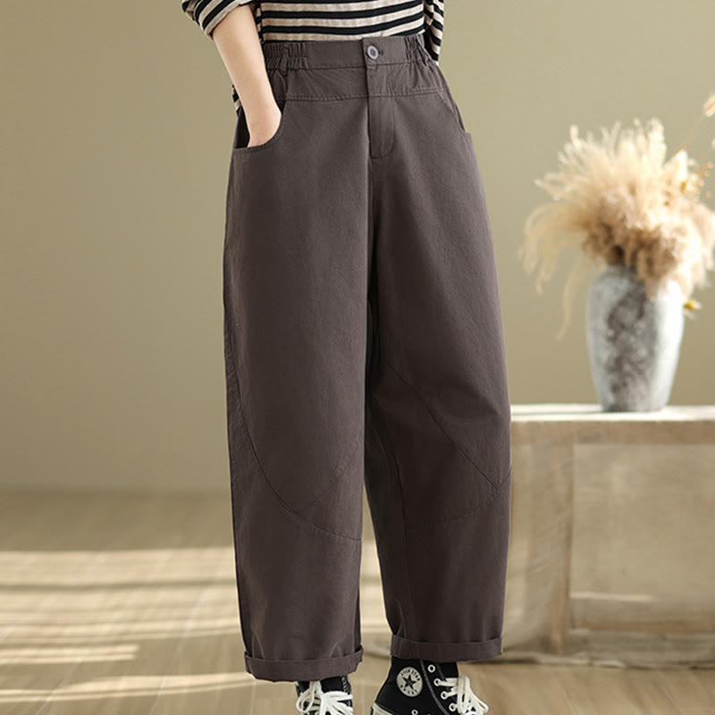 Pantalones harén de algodón y poliéster para mujer, informales, con bolsillos y botones, de Buddha Stones, de 7 a 8 largos - image 2