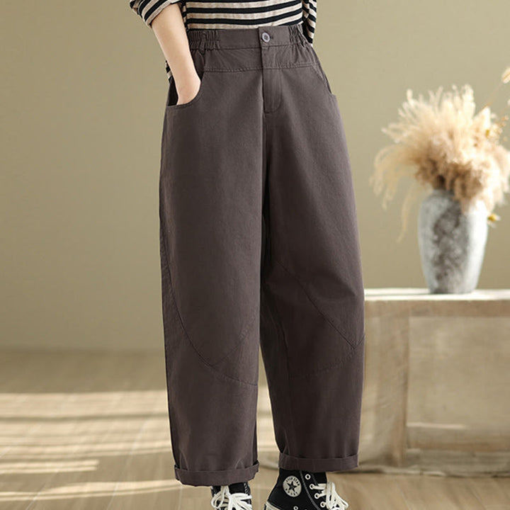Pantalones harén de algodón y poliéster para mujer, informales, con bolsillos y botones, de Buddha Stones, de 7 a 8 largos - image 2