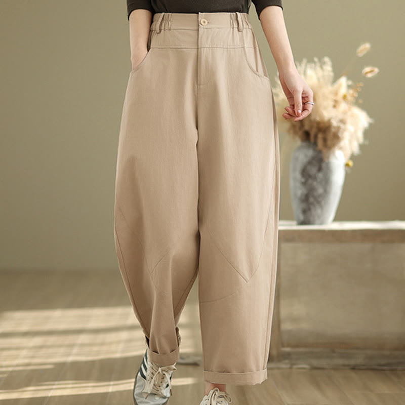 Pantalones harén de algodón y poliéster para mujer, informales, con bolsillos y botones, de Buddha Stones, de 7 a 8 largos - Sopa de mariscos - US8-10，UK/AU12-14，EU40-42 (2XL) - image 9