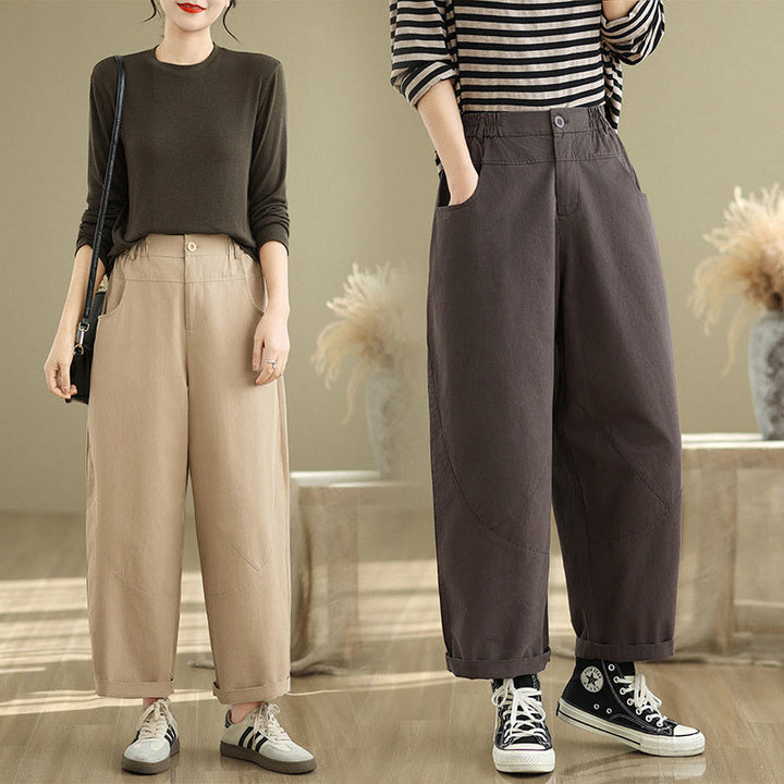 Pantalones harén de algodón y poliéster para mujer, informales, con bolsillos y botones, de Buddha Stones, de 7 a 8 largos - image 15