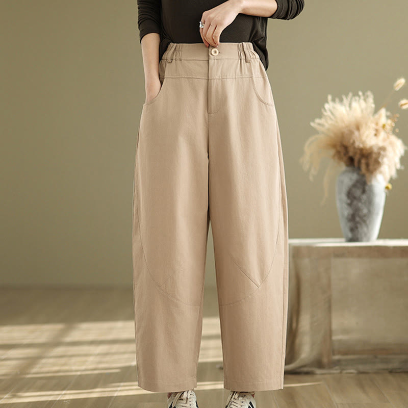 Pantalones harén de algodón y poliéster para mujer, informales, con bolsillos y botones, de Buddha Stones, de 7 a 8 largos - image 10