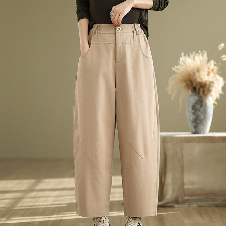 Pantalones harén de algodón y poliéster para mujer, informales, con bolsillos y botones, de Buddha Stones, de 7 a 8 largos - image 10