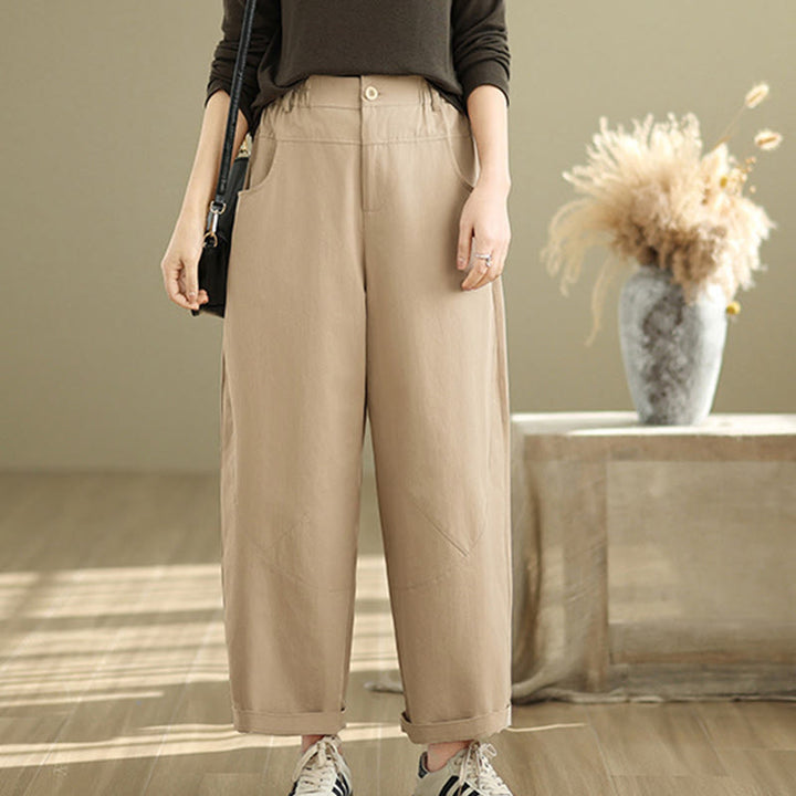 Pantalones harén de algodón y poliéster para mujer, informales, con bolsillos y botones, de Buddha Stones, de 7 a 8 largos - image 14