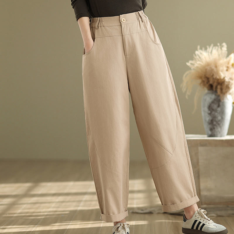 Pantalones harén de algodón y poliéster para mujer, informales, con bolsillos y botones, de Buddha Stones, de 7 a 8 largos - image 13