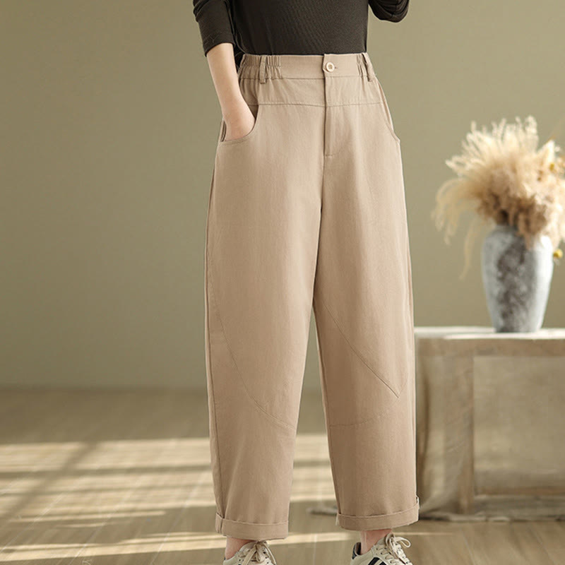 Pantalones harén de algodón y poliéster para mujer, informales, con bolsillos y botones, de Buddha Stones, de 7 a 8 largos - image 11