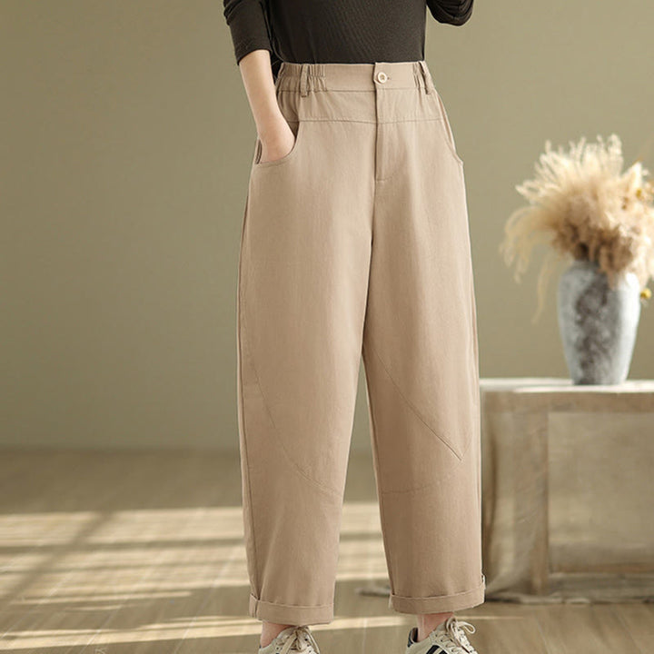 Pantalones harén de algodón y poliéster para mujer, informales, con bolsillos y botones, de Buddha Stones, de 7 a 8 largos - image 11