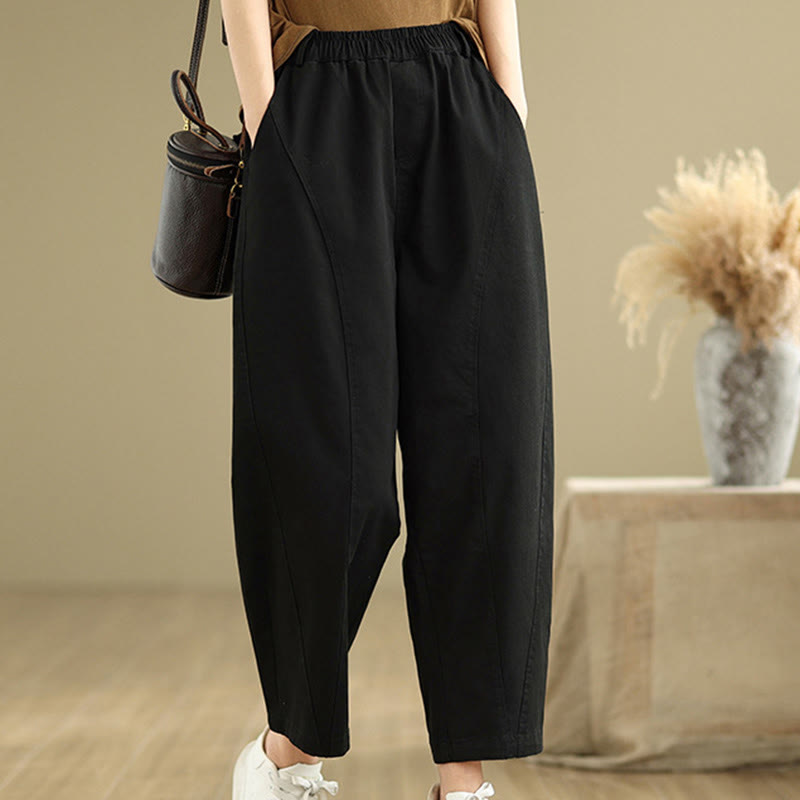 Pantalones harén de poliéster con cintura elástica para mujer, informales, con bolsillos y estampados de Buddha Stones - Negro - US8-10，UK/AU12-14，EU40-42 (2XL) - image 9