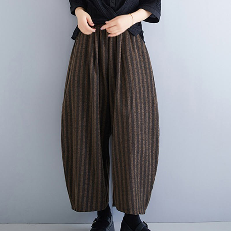 Pantalones casuales Buddha Stones de pana a rayas, de poliéster, de pierna ancha y bolsillos, para mujer, de 7 a 8 pulgadas de largo. - image 18