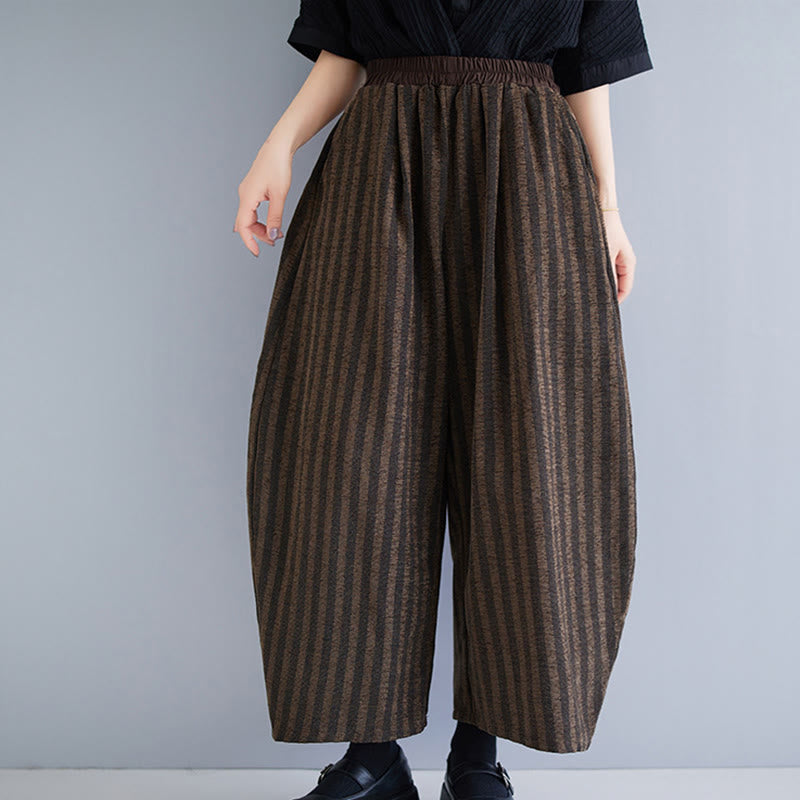 Pantalones casuales Buddha Stones de pana a rayas, de poliéster, de pierna ancha y bolsillos, para mujer, de 7 a 8 pulgadas de largo. - image 19