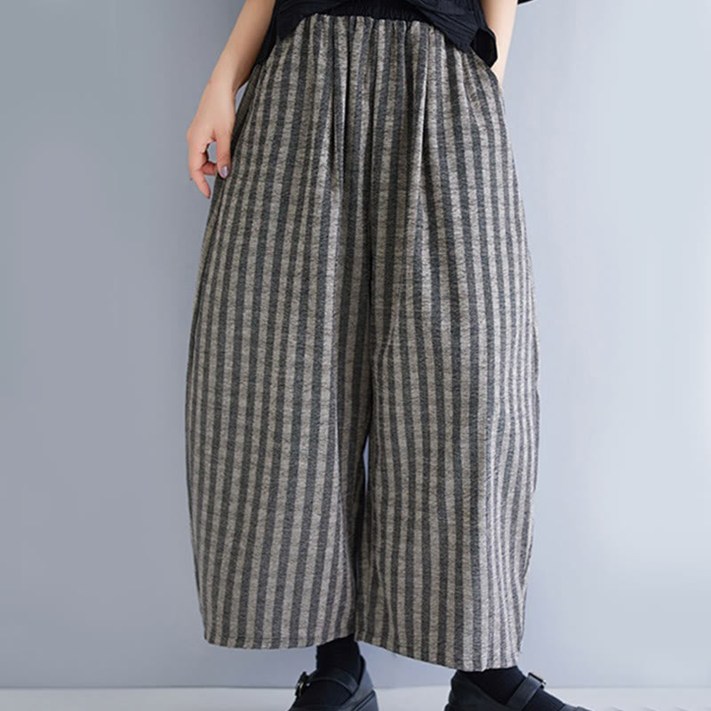 Pantalones casuales Buddha Stones de pana a rayas, de poliéster, de pierna ancha y bolsillos, para mujer, de 7 a 8 pulgadas de largo. - image 10