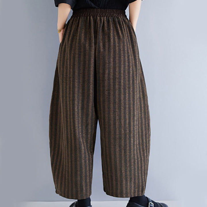 Pantalones casuales Buddha Stones de pana a rayas, de poliéster, de pierna ancha y bolsillos, para mujer, de 7 a 8 pulgadas de largo. - image 21
