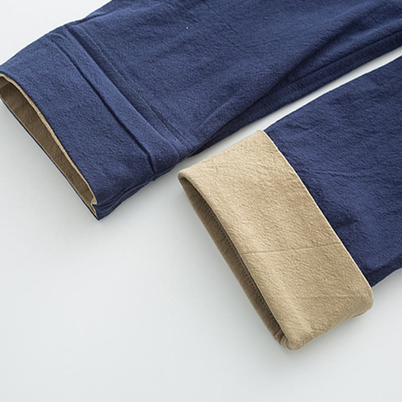 Conjunto de 2 Buddha Stones de traje Tang con botones de rana de algodón para hombre, camisa de manga larga y pantalones con bolsillos. - image 10