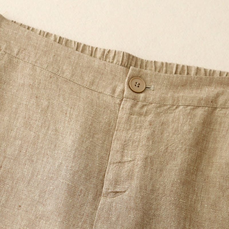 Pantalones casuales lisos de mujer con cintura elástica y pernera ancha, con bolsillos , Buddha Stones. - image 8