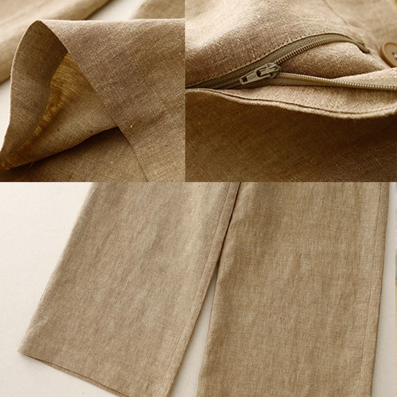 Pantalones casuales lisos de mujer con cintura elástica y pernera ancha, con bolsillos , Buddha Stones. - image 10