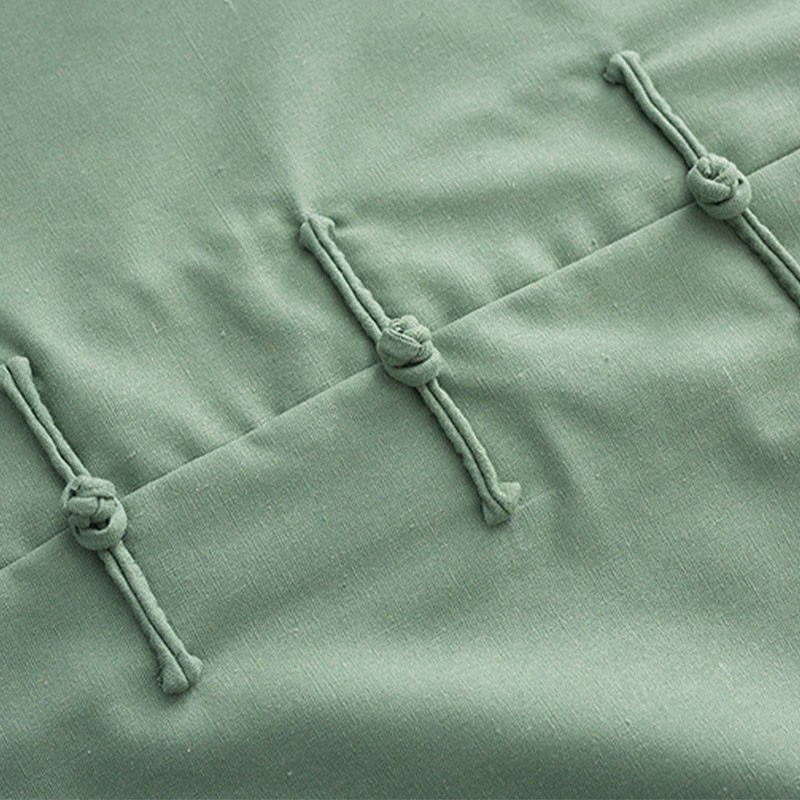 Camisa de lino y algodón para hombre, de manga larga, con botones de rana y bordado de ondas sólidas y Buddha Stones - image 2