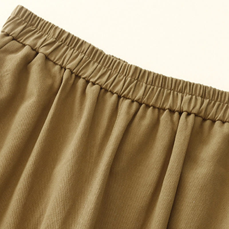 Pantalones casuales de algodón y poliéster con botones a presión y bolsillos para mujer de Buddha Stones - image 4