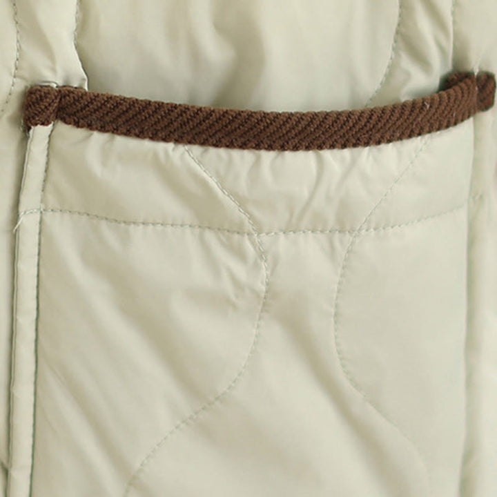Chaqueta de algodón de manga larga para mujer con solapas de colores contrastantes y bolsillos con Buddha Stones - image 19